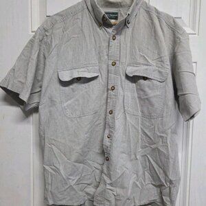 Basic Equipment Men’s XL Grey Solid Button-up Shirt Vintage C